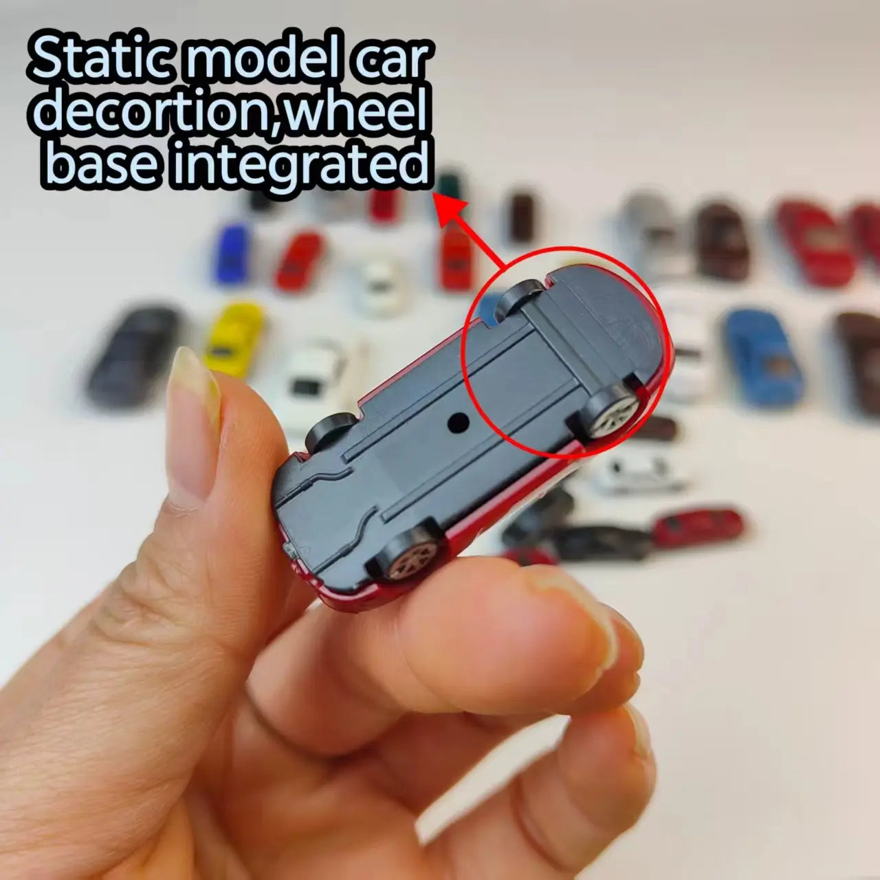 Mini parking lot diorama scene with scale sedan model cars, architectural terrain accessory for tabletop wargame & railway layout