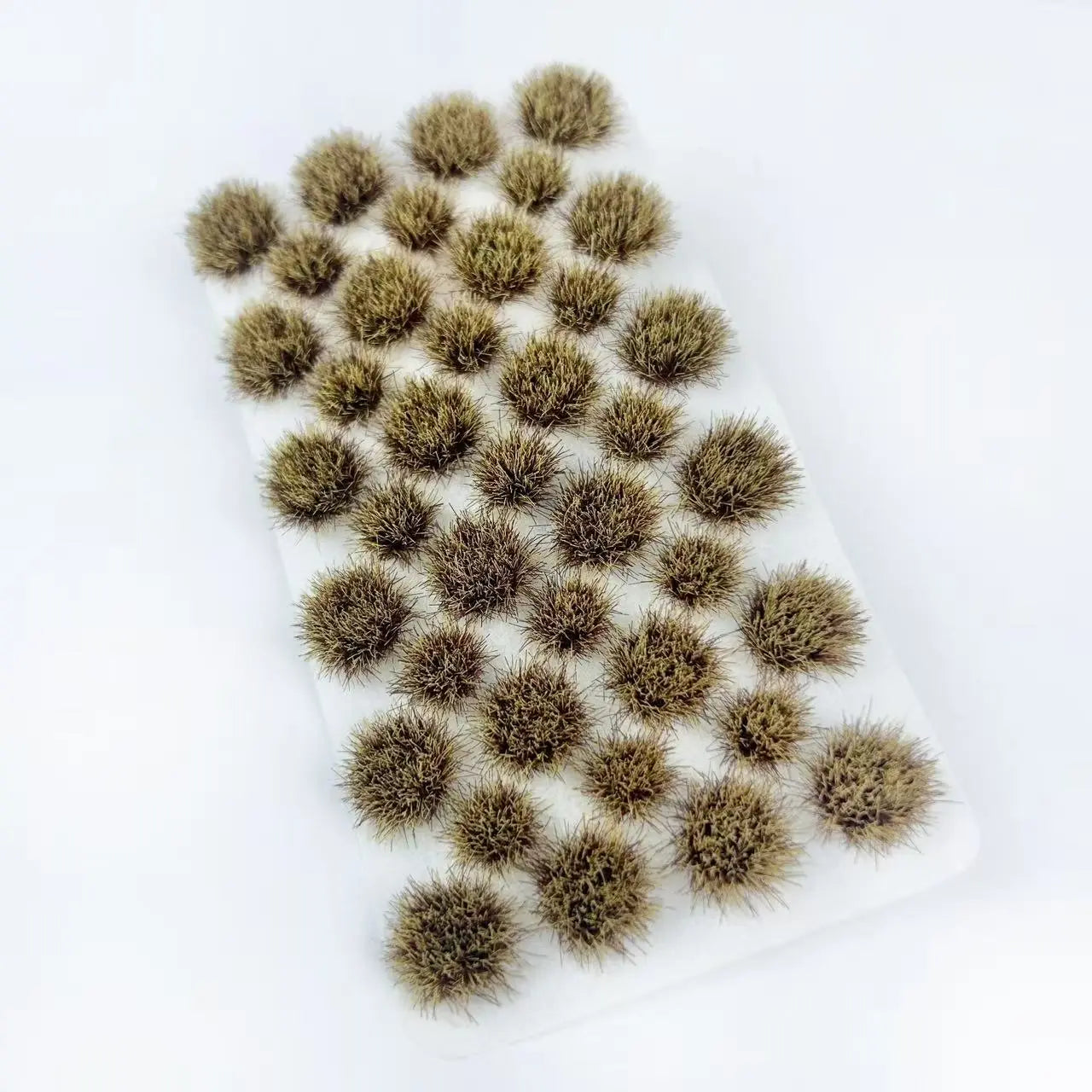 Dark tan brown winter dry static tuft grass mat with sparse wild faded grass effect, realistic wasteland, battlefield terrain supply for rural and railway miniature model base building