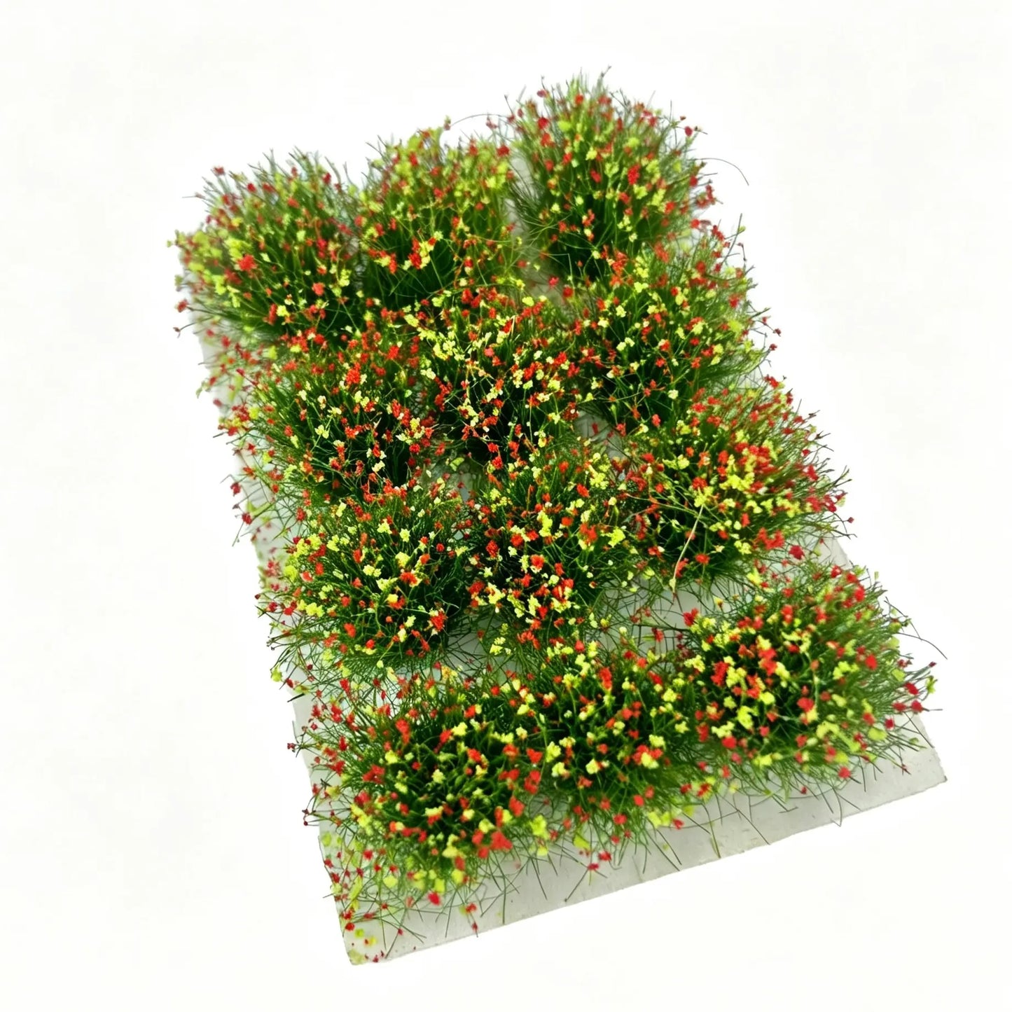 Model train layout grass tufts, realistic railway terrain scenery for N scale, O scale and HO scale dioramas.